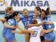 Foto: la nazionale femminile italiana di volley durante la partita contro la Sud Corea