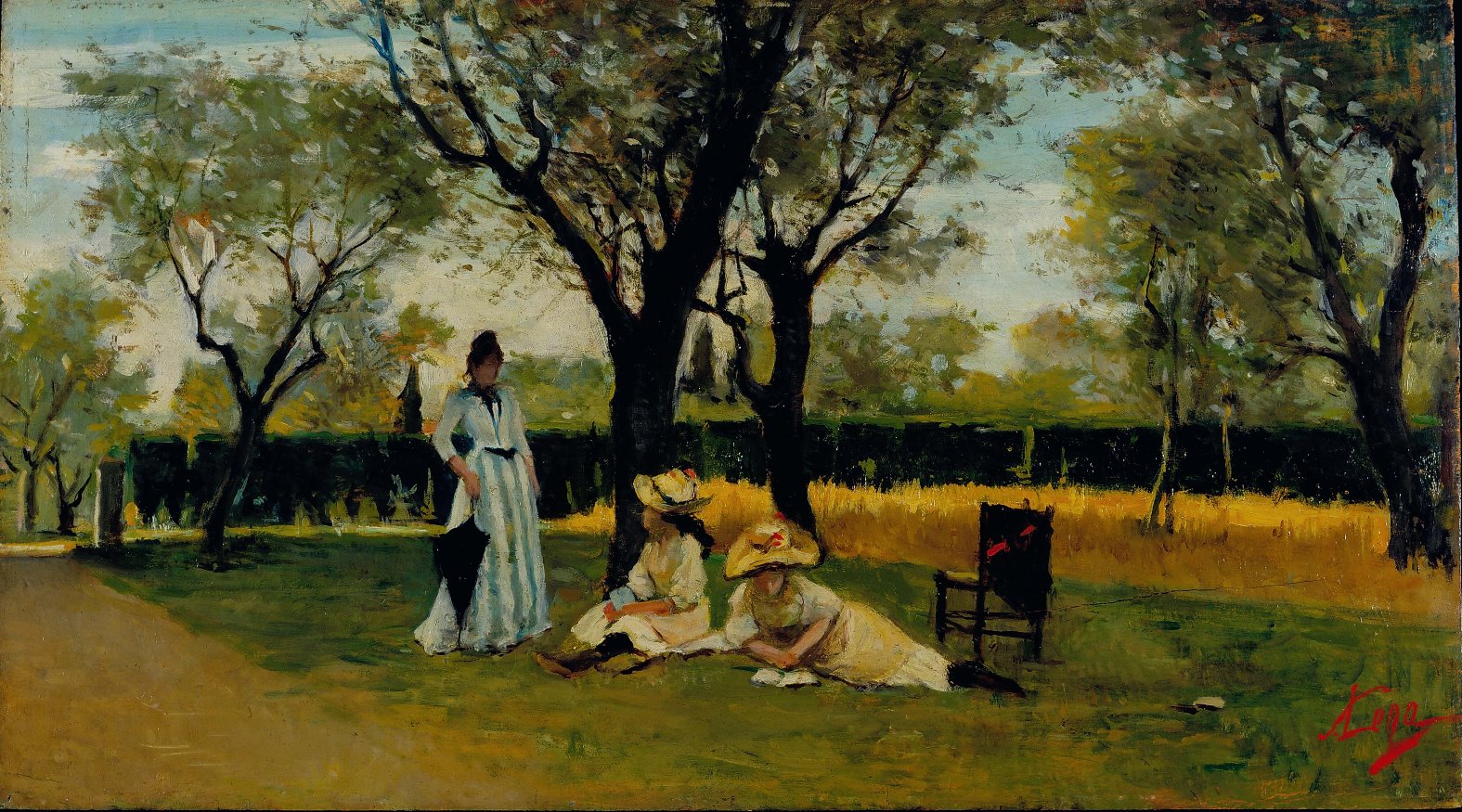 Foto: S.Lega, Alla villa di Poggio Piano,1888-1889, Olio su tavola, cm. 34x60,5, Collezione privata © I Macchiaioli